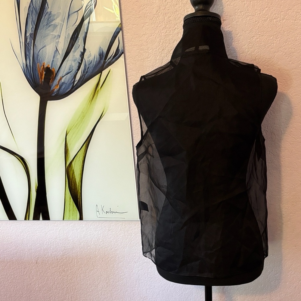 sheer silk black blouse size medium - Picture 4 of 6